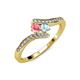 4 - Eleni Pink Tourmaline and Aquamarine with Side Diamonds Bypass Ring 