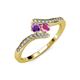 4 - Eleni Amethyst and Pink Sapphire with Side Diamonds Bypass Ring 