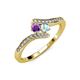 4 - Eleni Amethyst and Aquamarine with Side Diamonds Bypass Ring 
