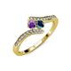 4 - Eleni Amethyst and Blue Diamond with Side Diamonds Bypass Ring 