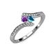 4 - Eleni Amethyst and London Blue Topaz with Side Diamonds Bypass Ring 