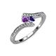 4 - Eleni Amethyst and Iolite with Side Diamonds Bypass Ring 
