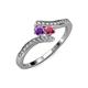 4 - Eleni Amethyst and Rhodolite Garnet with Side Diamonds Bypass Ring 