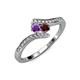 4 - Eleni Amethyst and Red Garnet with Side Diamonds Bypass Ring 