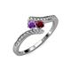 4 - Eleni Amethyst and Ruby with Side Diamonds Bypass Ring 