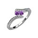 4 - Eleni Amethyst with Side Diamonds Bypass Ring 