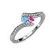 4 - Eleni Blue Topaz and Pink Sapphire with Side Diamonds Bypass Ring 