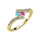 4 - Eleni Blue Topaz and Pink Sapphire with Side Diamonds Bypass Ring 