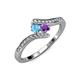4 - Eleni Blue Topaz and Amethyst with Side Diamonds Bypass Ring 