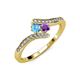 4 - Eleni Blue Topaz and Amethyst with Side Diamonds Bypass Ring 