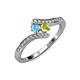 4 - Eleni Blue Topaz and Yellow Diamond with Side Diamonds Bypass Ring 