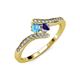 4 - Eleni Blue Topaz and Iolite with Side Diamonds Bypass Ring 