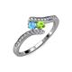4 - Eleni Blue Topaz and Peridot with Side Diamonds Bypass Ring 