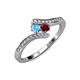 4 - Eleni Blue Topaz and Ruby with Side Diamonds Bypass Ring 