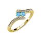 4 - Eleni Blue Topaz with Side Diamonds Bypass Ring 