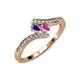 4 - Eleni Iolite and Pink Sapphire with Side Diamonds Bypass Ring 