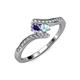 4 - Eleni Iolite and Aquamarine with Side Diamonds Bypass Ring 