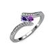 4 - Eleni Iolite and Amethyst with Side Diamonds Bypass Ring 
