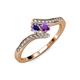 4 - Eleni Iolite and Amethyst with Side Diamonds Bypass Ring 