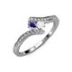 4 - Eleni Iolite and White Sapphire with Side Diamonds Bypass Ring 