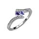4 - Eleni Iolite and Tanzanite with Side Diamonds Bypass Ring 