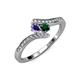 4 - Eleni Iolite and Emerald with Side Diamonds Bypass Ring 
