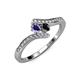 4 - Eleni Iolite and Black Diamond with Side Diamonds Bypass Ring 