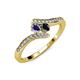 4 - Eleni Iolite and Black Diamond with Side Diamonds Bypass Ring 