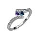 4 - Eleni Iolite and Blue Diamond with Side Diamonds Bypass Ring 
