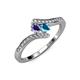 4 - Eleni Iolite and London Blue Topaz with Side Diamonds Bypass Ring 