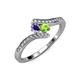 4 - Eleni Iolite and Peridot with Side Diamonds Bypass Ring 