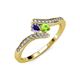 4 - Eleni Iolite and Peridot with Side Diamonds Bypass Ring 