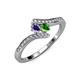 4 - Eleni Iolite and Green Garnet with Side Diamonds Bypass Ring 