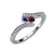 4 - Eleni Iolite and Red Garnet with Side Diamonds Bypass Ring 