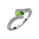 4 - Eleni Peridot and Green Garnet with Side Diamonds Bypass Ring 