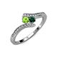4 - Eleni Peridot and Emerald with Side Diamonds Bypass Ring 