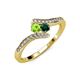 4 - Eleni Peridot and Emerald with Side Diamonds Bypass Ring 
