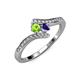 4 - Eleni Peridot and Iolite with Side Diamonds Bypass Ring 