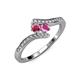 4 - Eleni Rhodolite Garnet and Pink Sapphire with Side Diamonds Bypass Ring 