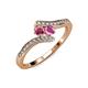 4 - Eleni Rhodolite Garnet and Pink Sapphire with Side Diamonds Bypass Ring 