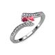 4 - Eleni Rhodolite Garnet and Pink Tourmaline with Side Diamonds Bypass Ring 