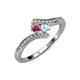 4 - Eleni Rhodolite Garnet and Aquamarine with Side Diamonds Bypass Ring 