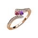 4 - Eleni Rhodolite Garnet and Amethyst with Side Diamonds Bypass Ring 