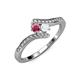 4 - Eleni Rhodolite Garnet and White Sapphire with Side Diamonds Bypass Ring 