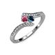 4 - Eleni Rhodolite Garnet and Blue Diamond with Side Diamonds Bypass Ring 