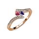 4 - Eleni Rhodolite Garnet and Iolite with Side Diamonds Bypass Ring 