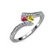 4 - Eleni Rhodolite Garnet and Yellow Sapphire with Side Diamonds Bypass Ring 