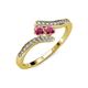 4 - Eleni Rhodolite Garnet with Side Diamonds Bypass Ring 