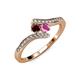 4 - Eleni Red Garnet and Pink Sapphire with Side Diamonds Bypass Ring 