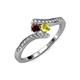 4 - Eleni Red Garnet and Yellow Diamond with Side Diamonds Bypass Ring 